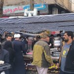 تصویری از اجتماع مردم و موکب‌های فرهنگی در جشن نیمه شعبان خیابان انقلاب خرم‌آباد.