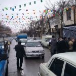 تصویری از اجتماع مردم و موکب‌های فرهنگی در جشن نیمه شعبان خیابان انقلاب خرم‌آباد.